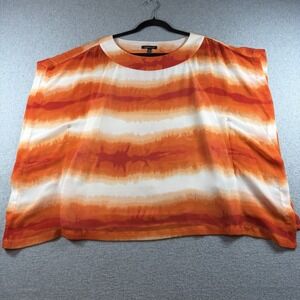 Rafaella Studio Womens 6 Orange Tie Dye Ombre Chiffon Flowy Poncho Festival Top